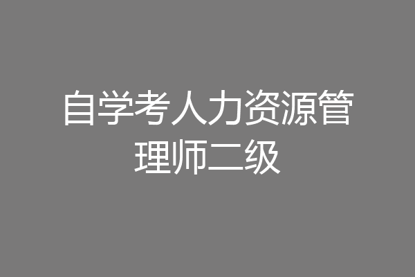 自学考人力资源管理师二级