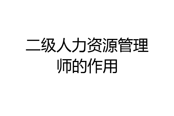 二级人力资源管理师的作用