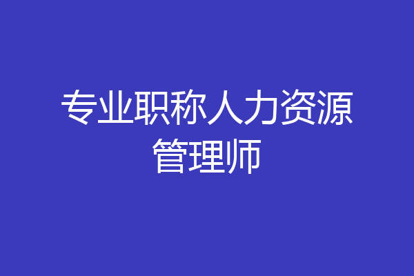 专业职称人力资源管理师