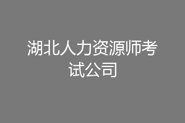 湖北人力资源师考试公司