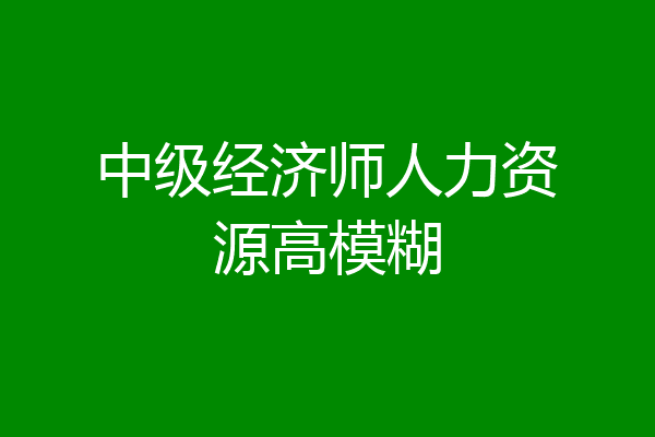 中级经济师人力资源高模糊