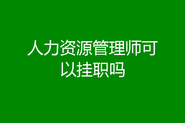 人力资源管理师可以挂职吗