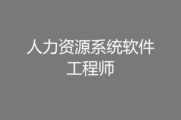 人力资源系统软件工程师