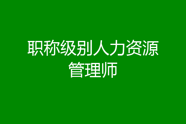 职称级别人力资源管理师