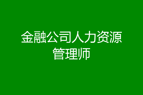 金融公司人力资源管理师