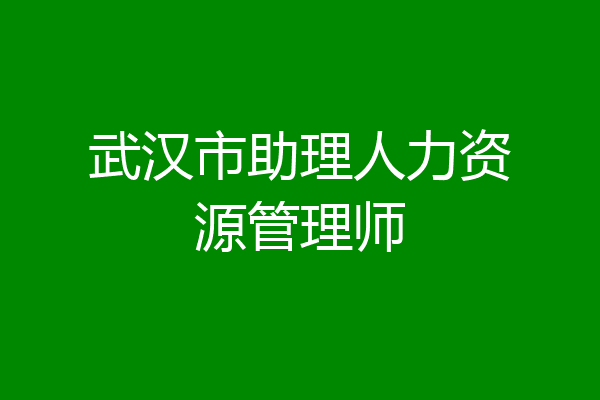 武汉市助理人力资源管理师