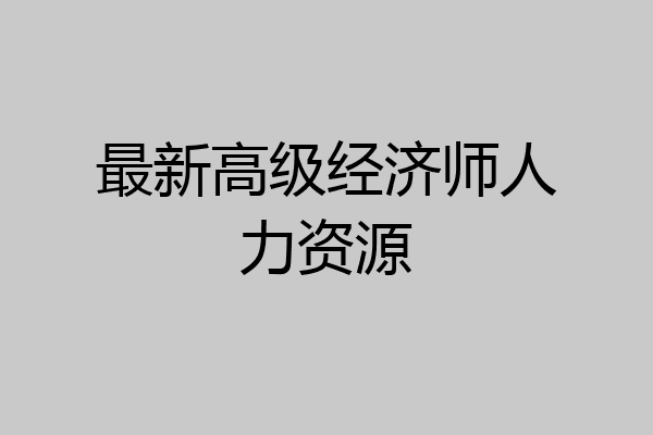 最新高级经济师人力资源