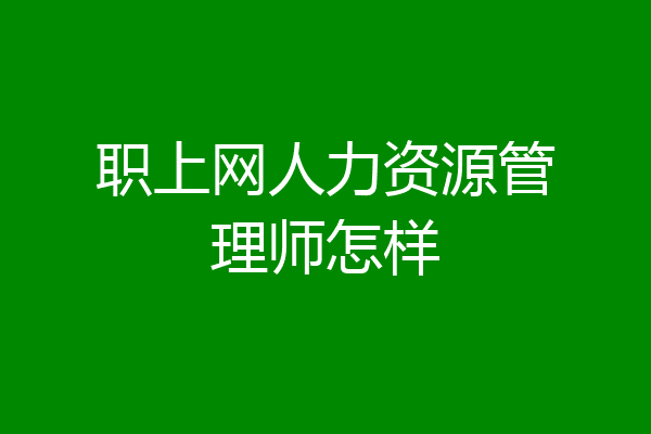 职上网人力资源管理师怎样