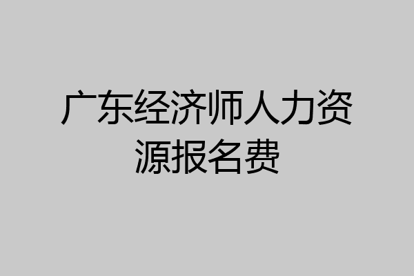 广东经济师人力资源报名费