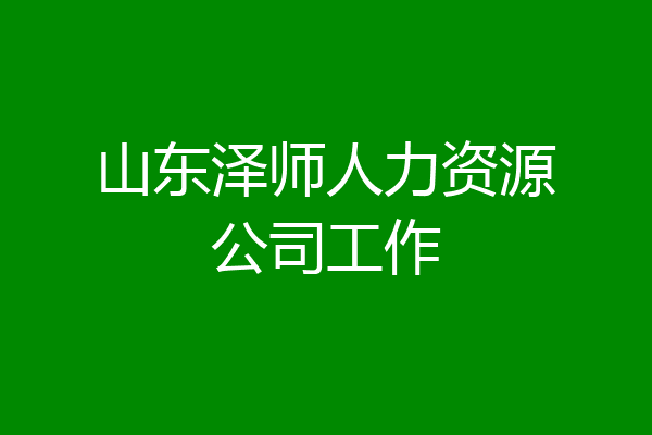 山东泽师人力资源公司工作