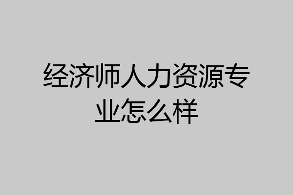 经济师人力资源专业怎么样