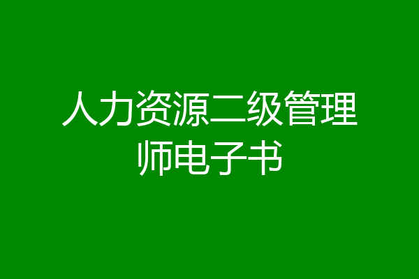 人力资源二级管理师电子书