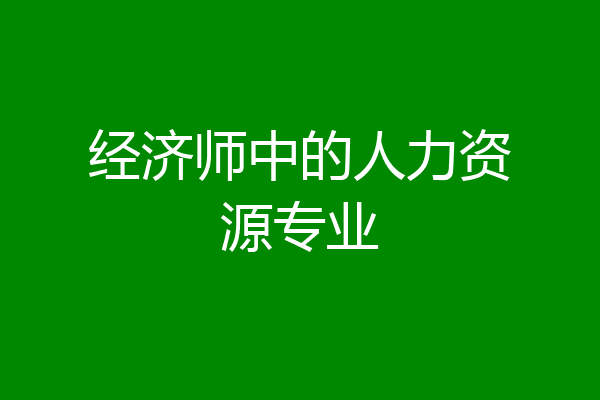 经济师中的人力资源专业
