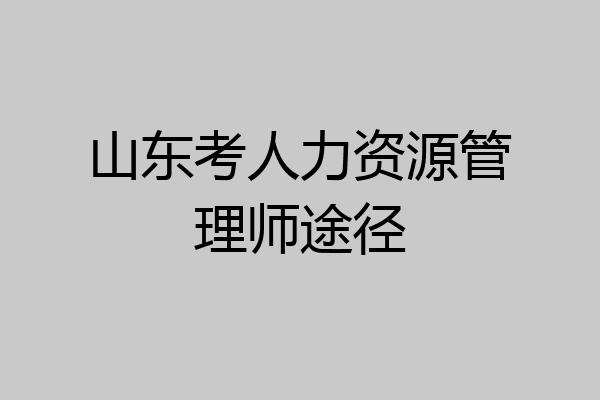 山东考人力资源管理师途径