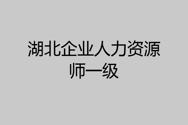 湖北企业人力资源师一级