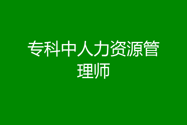 专科中人力资源管理师