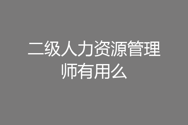 二级人力资源管理师有用么