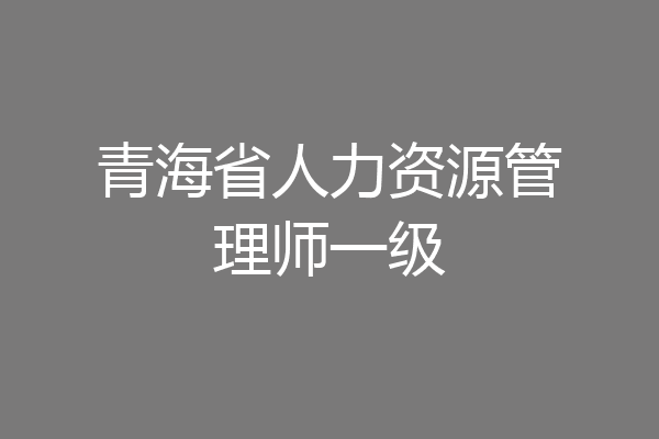 青海省人力资源管理师一级