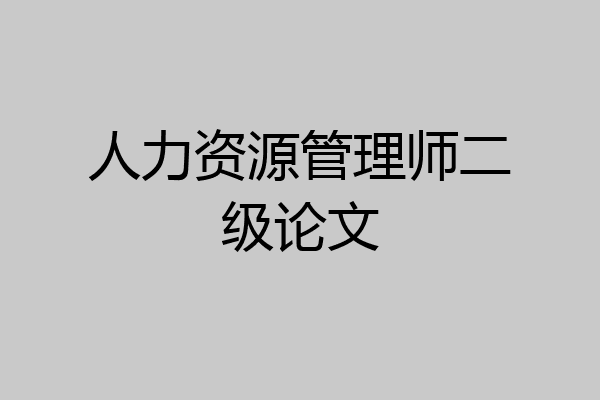 人力资源管理师二级论文