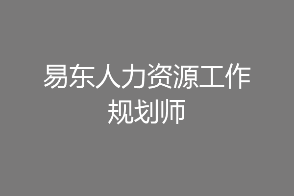 易东人力资源工作规划师