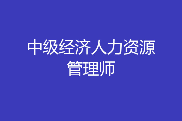 中级经济人力资源管理师