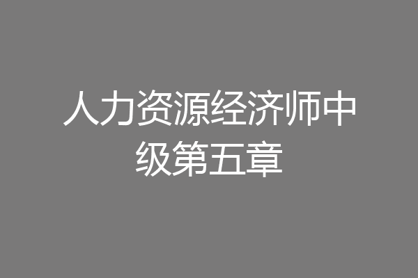 人力资源经济师中级第五章