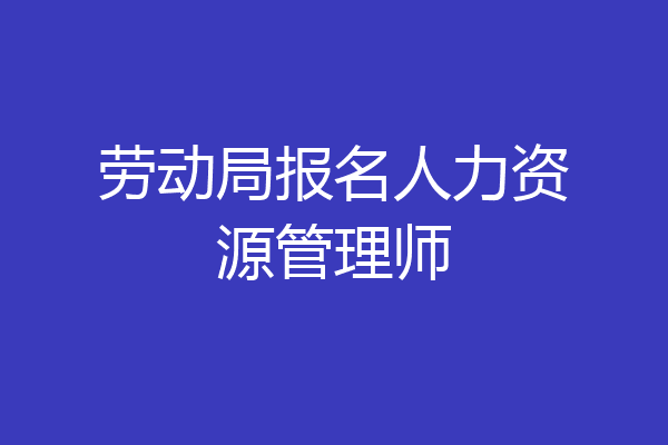 劳动局报名人力资源管理师