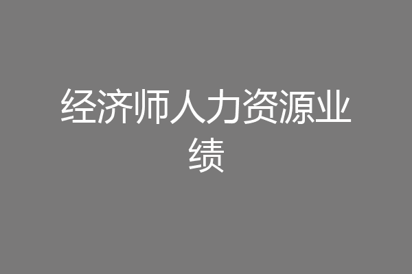 经济师人力资源业绩
