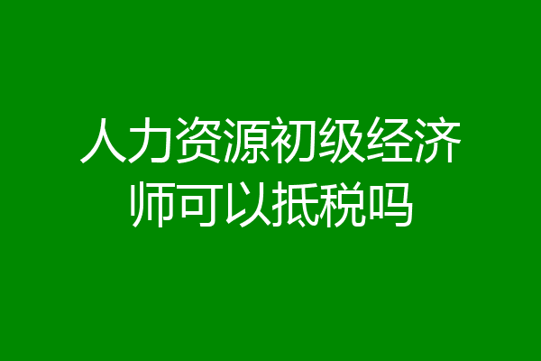 人力资源初级经济师可以抵税吗