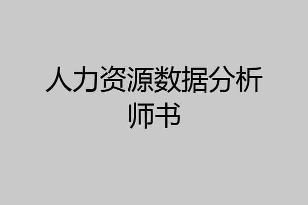 人力资源数据分析师书