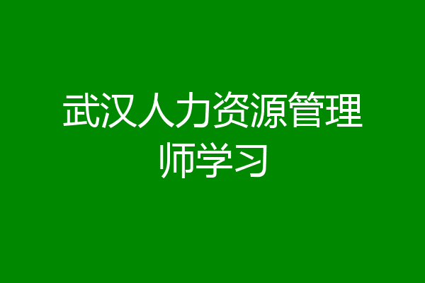 武汉人力资源管理师学习