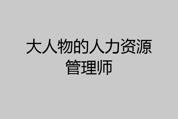 大人物的人力资源管理师