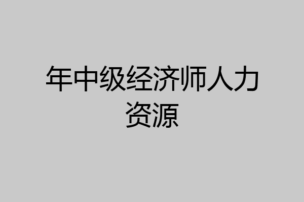 年中级经济师人力资源