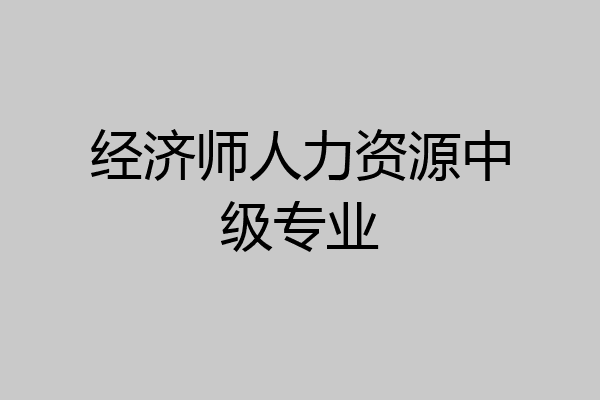经济师人力资源中级专业