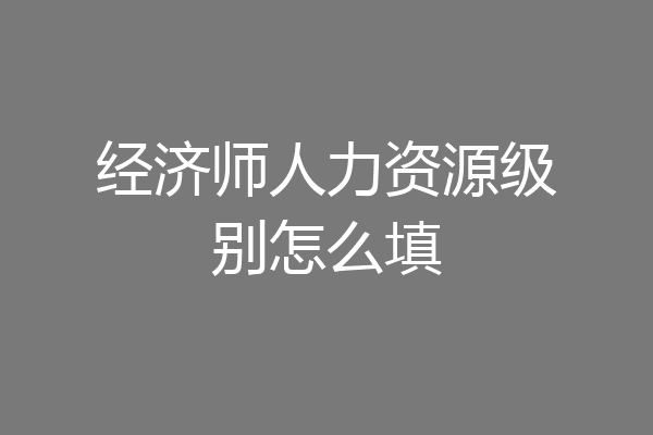 经济师人力资源级别怎么填