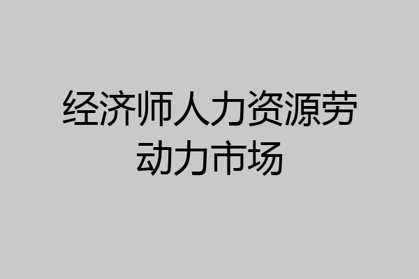 经济师人力资源劳动力市场