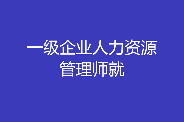 一级企业人力资源管理师就