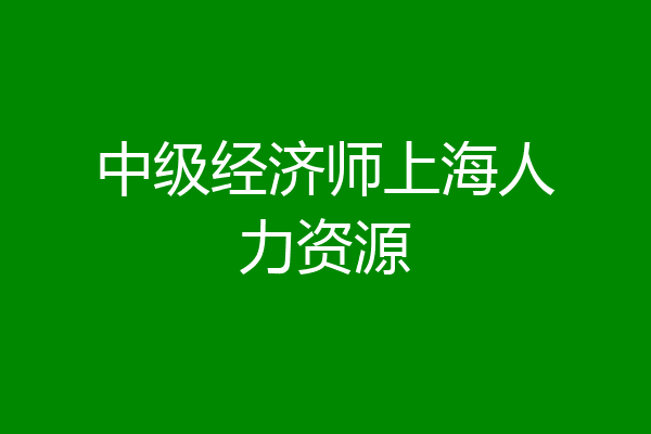 中级经济师上海人力资源