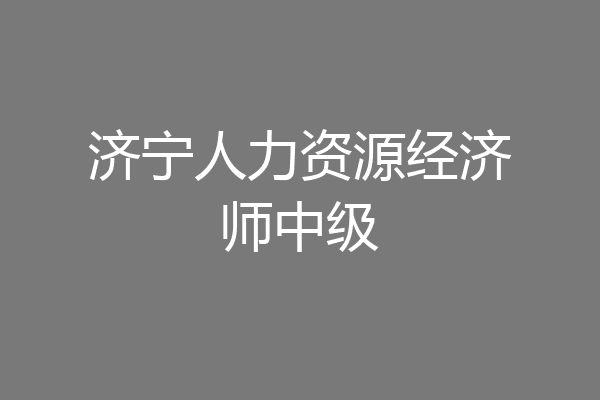 济宁人力资源经济师中级