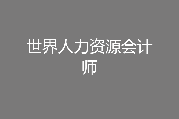 世界人力资源会计师