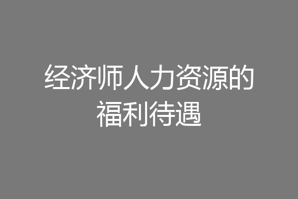 经济师人力资源的福利待遇