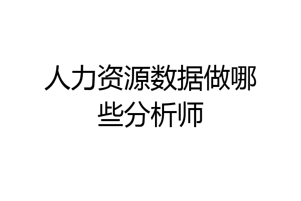 人力资源数据做哪些分析师