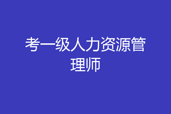 考一级人力资源管理师