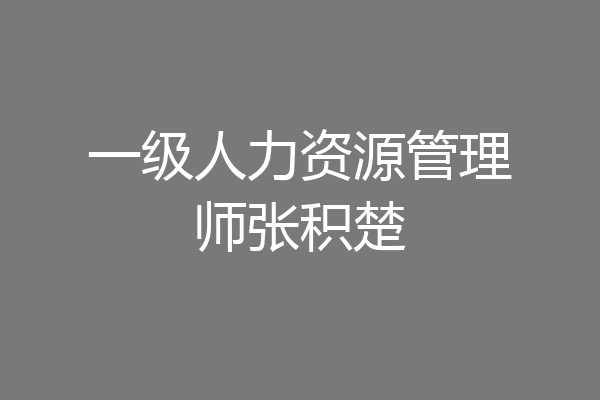 一级人力资源管理师张积楚