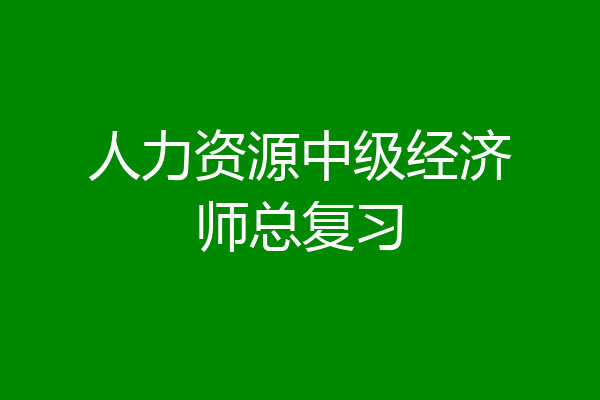 人力资源中级经济师总复习