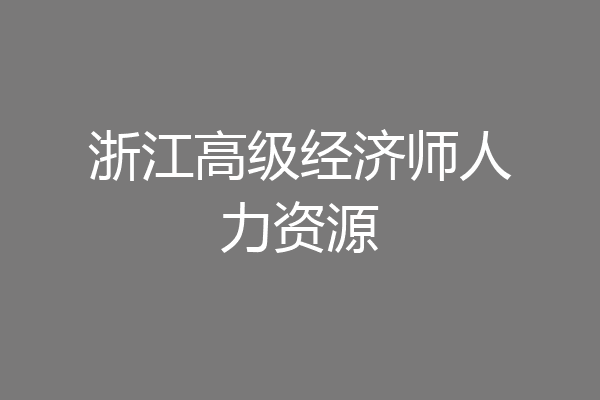 浙江高级经济师人力资源