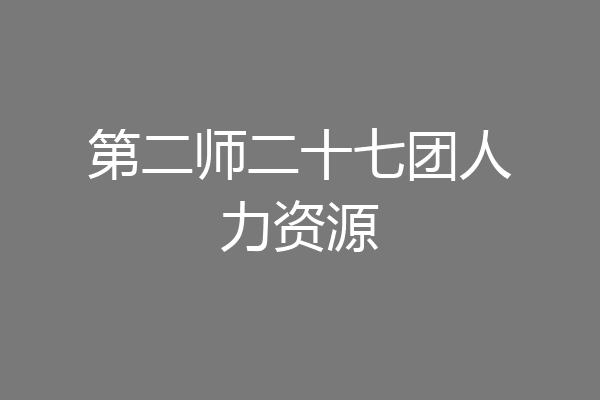 第二师二十七团人力资源