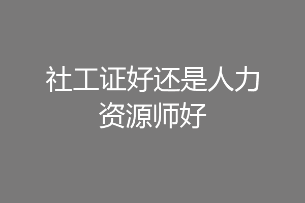 社工证好还是人力资源师好