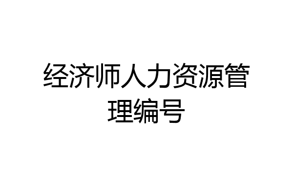 经济师人力资源管理编号