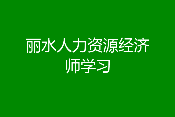 丽水人力资源经济师学习